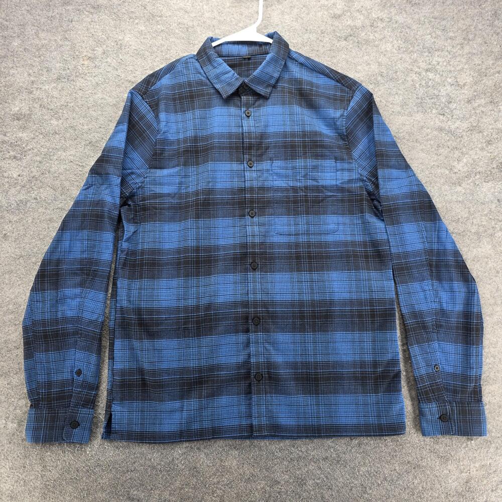 Lululemon Shirt Mens Large Blue Plaid Long Sleeve Button Up Casual Performance